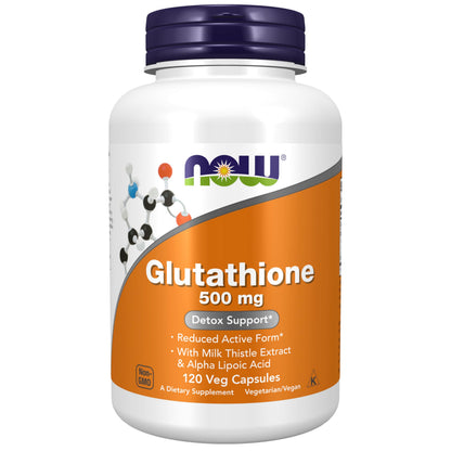 NOW Foods Glutathione 500 mg with Milk Thistle & Alpha Lipoic Acid – 120 Veg Capsules