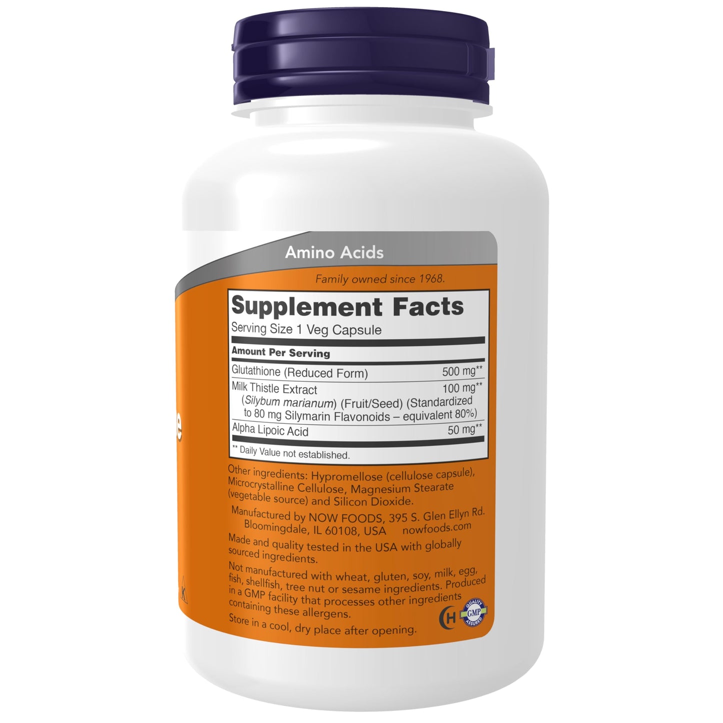 NOW Foods Glutathione 500 mg with Milk Thistle & Alpha Lipoic Acid – 120 Veg Capsules