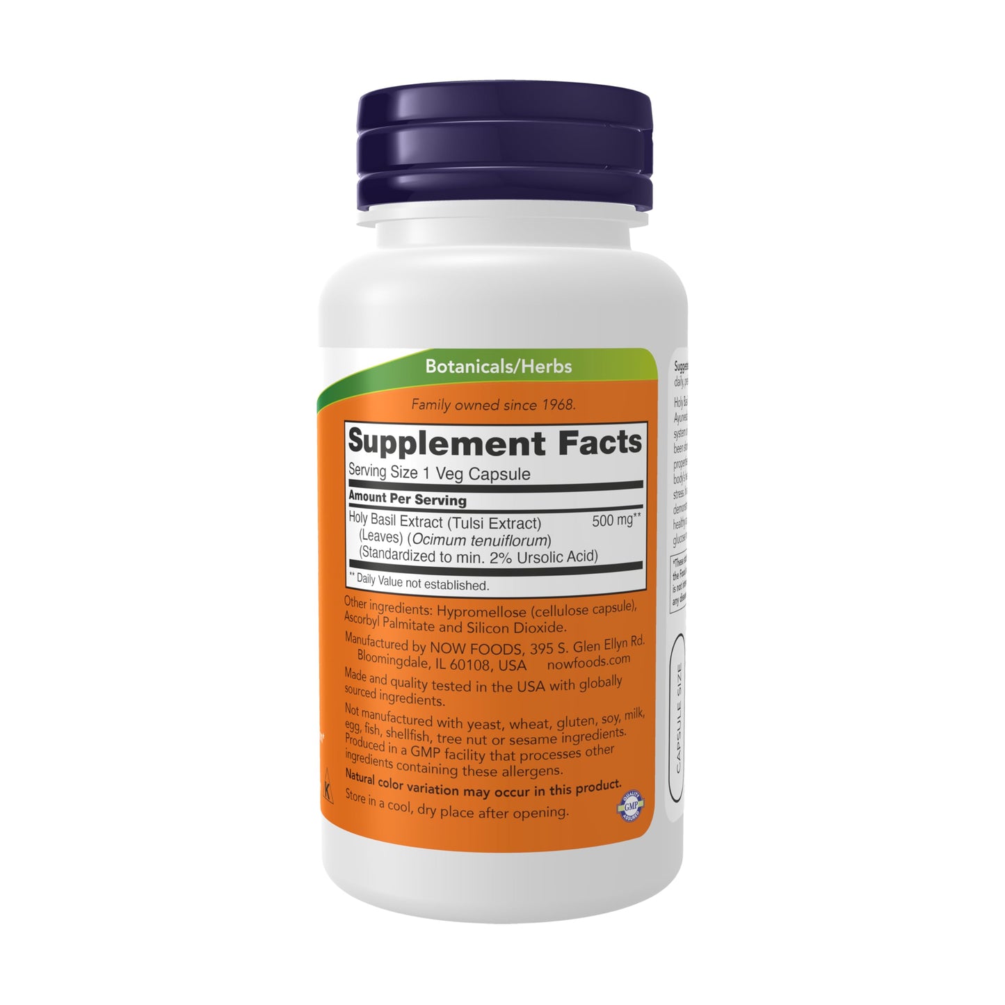 NOW Foods Holy Basil Extract 500 mg - 90 Veg Caps | Adaptogenic Tulsi Supplement