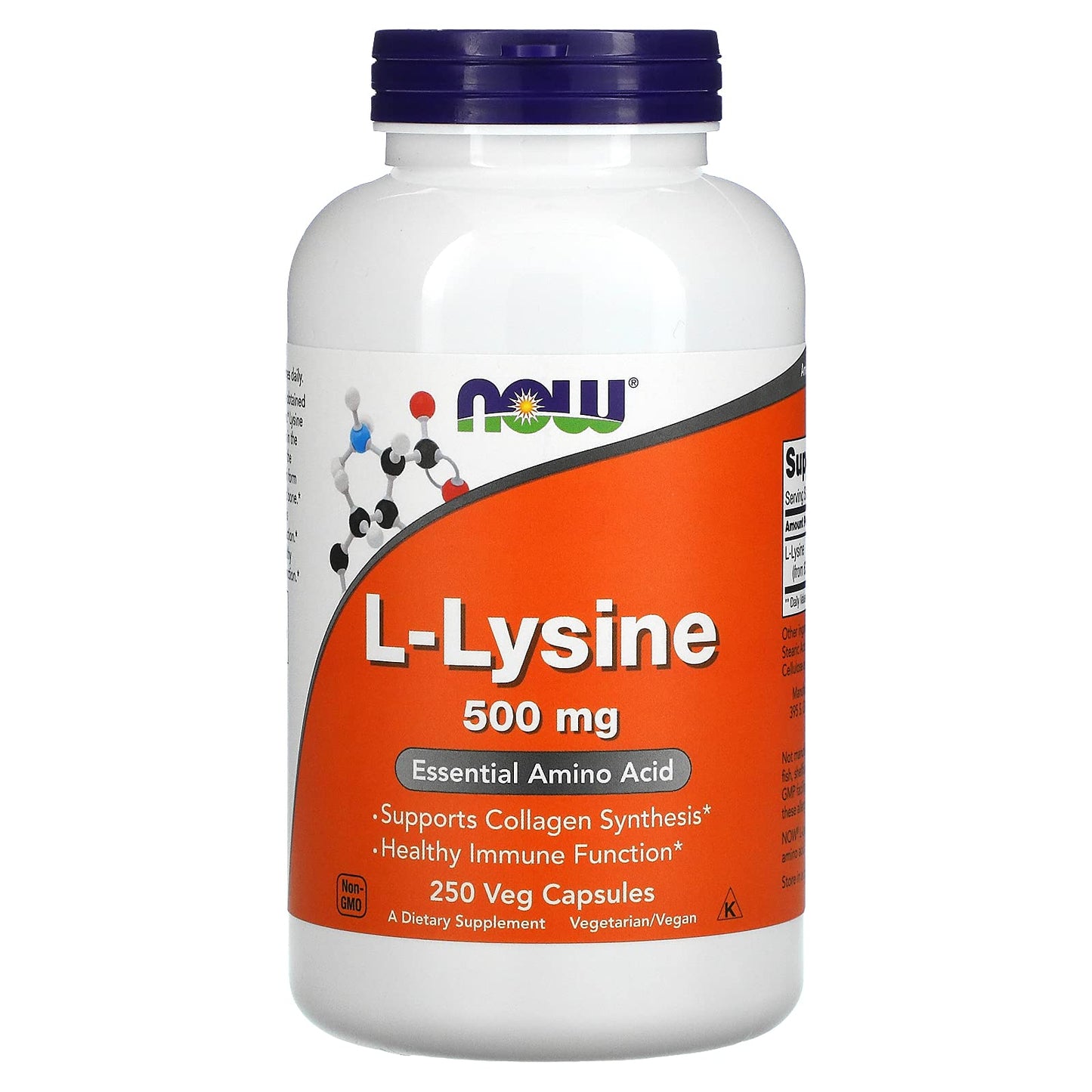 NOW Foods L-Lysine 500 mg | 250 Capsules (Pack of 2) – Immune Support & Collagen