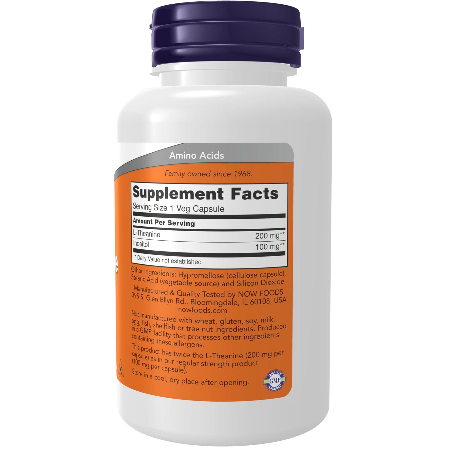 NOW Foods L-Theanine 200 mg with Inositol – Stress Management & Relaxation | 120 Veg Capsules