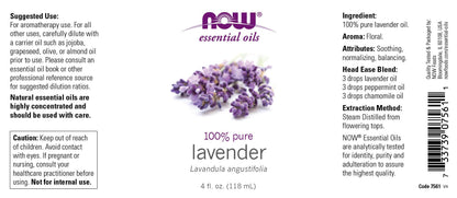 Now Foods Lavender Oil, 4 Oz - 100% Pure Essential Oil