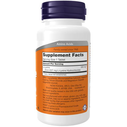 NOW Foods L-Lysine 500 mg | Immune & Collagen Support