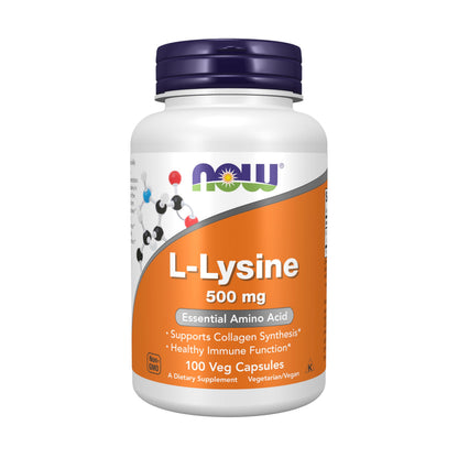 NOW Foods L-Lysine 500 mg | 100 Veg Capsules | Amino Acid Supplement