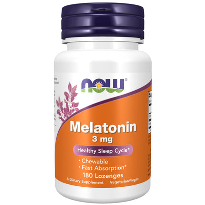 NOW Foods Melatonin 3 mg – 180 Chewable Lozenges | Free Radical Scavenger & Sleep Support