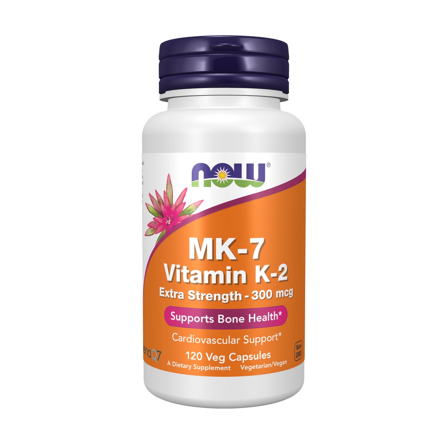NOW Foods MK-7 Vitamin K2 300 mcg | Cardiovascular & Bone Health | 120 Veg Capsules