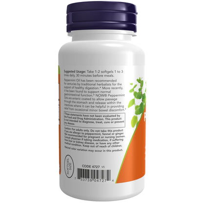 NOW Foods Peppermint Gels with Ginger & Fennel – Enteric Coated, Digestive Support, 90 Softgels