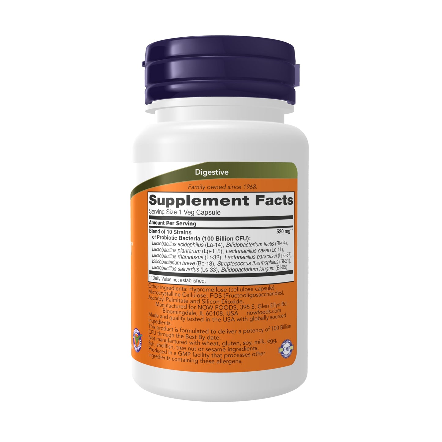 NOW Foods Probiotic-10 100 Billion CFU – 10 Strains | Dairy, Soy & Gluten Free | 30 Veg Capsules