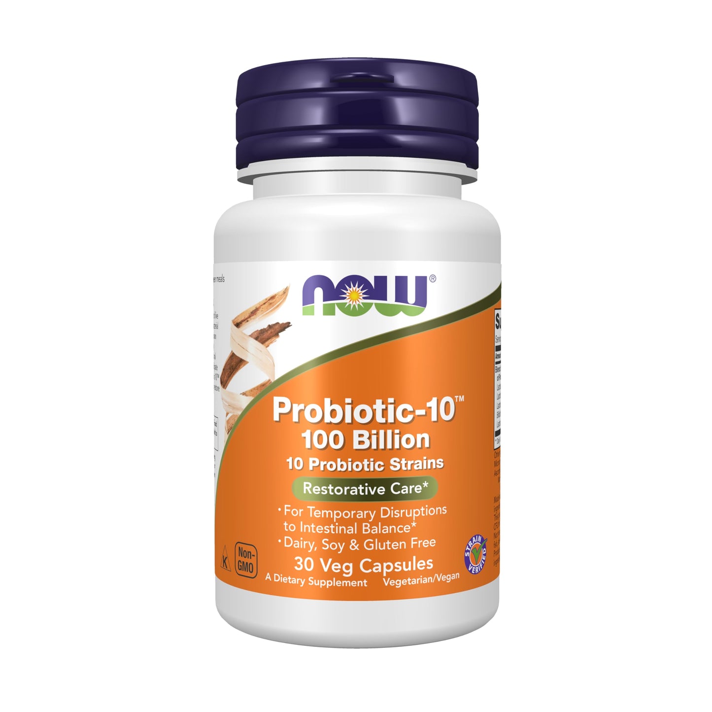 NOW Foods Probiotic-10 100 Billion CFU – 10 Strains | Dairy, Soy & Gluten Free | 30 Veg Capsules