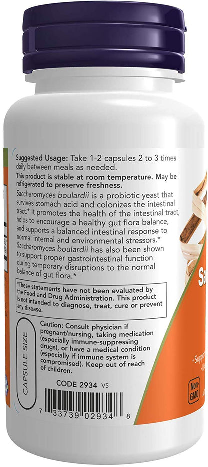 Now Foods Saccharomyces Boulardii Veg Capsules, 120 Count – Probiotic