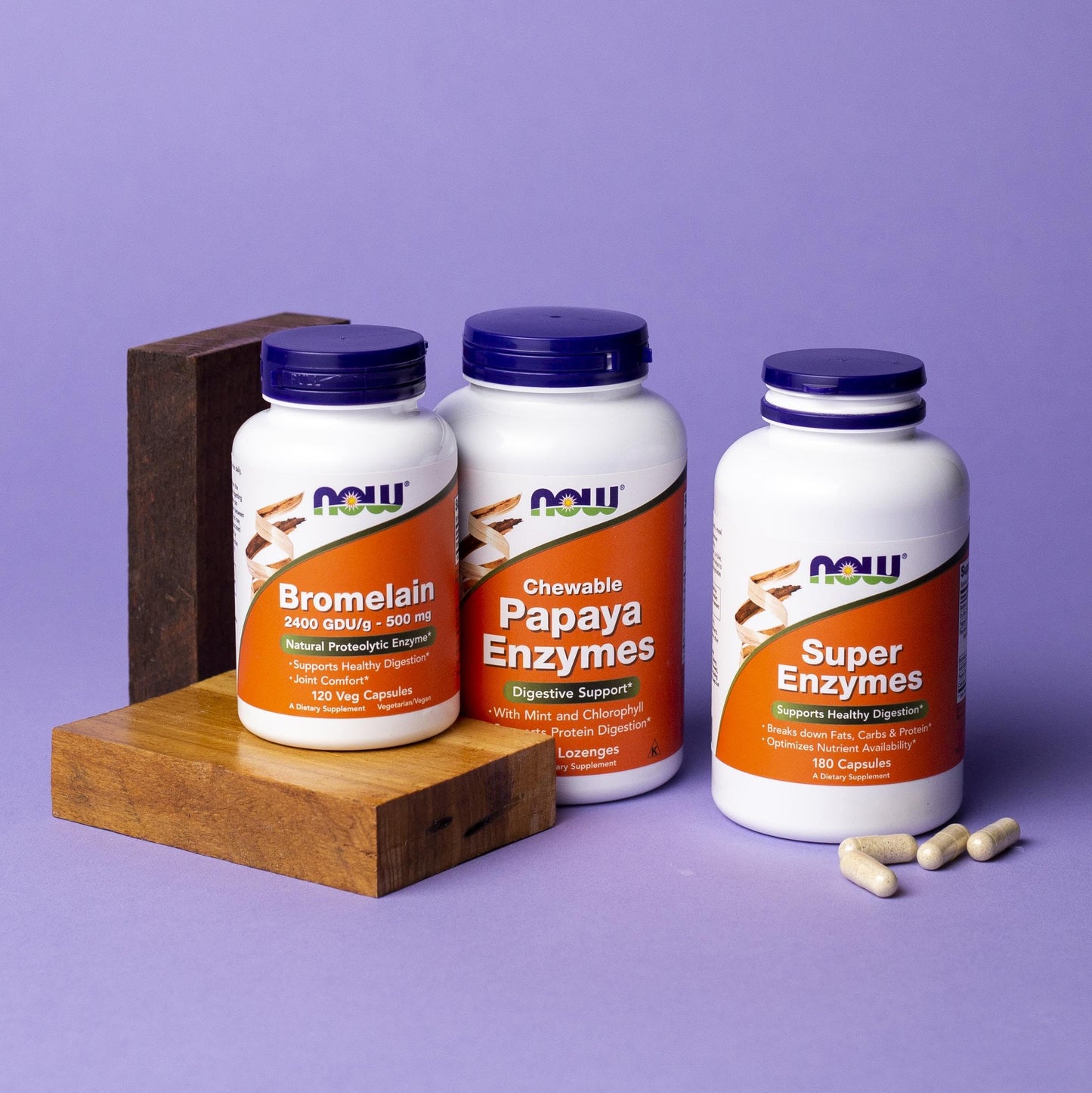 NOW Foods Super Enzymes - Bromelain, Ox Bile, Pancreatin & Papain | 180 Capsules