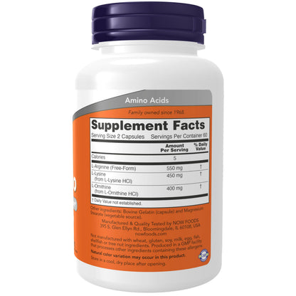 NOW Foods Tri-Amino with L-Arginine, L-Ornithine & L-Lysine – 120 Capsules