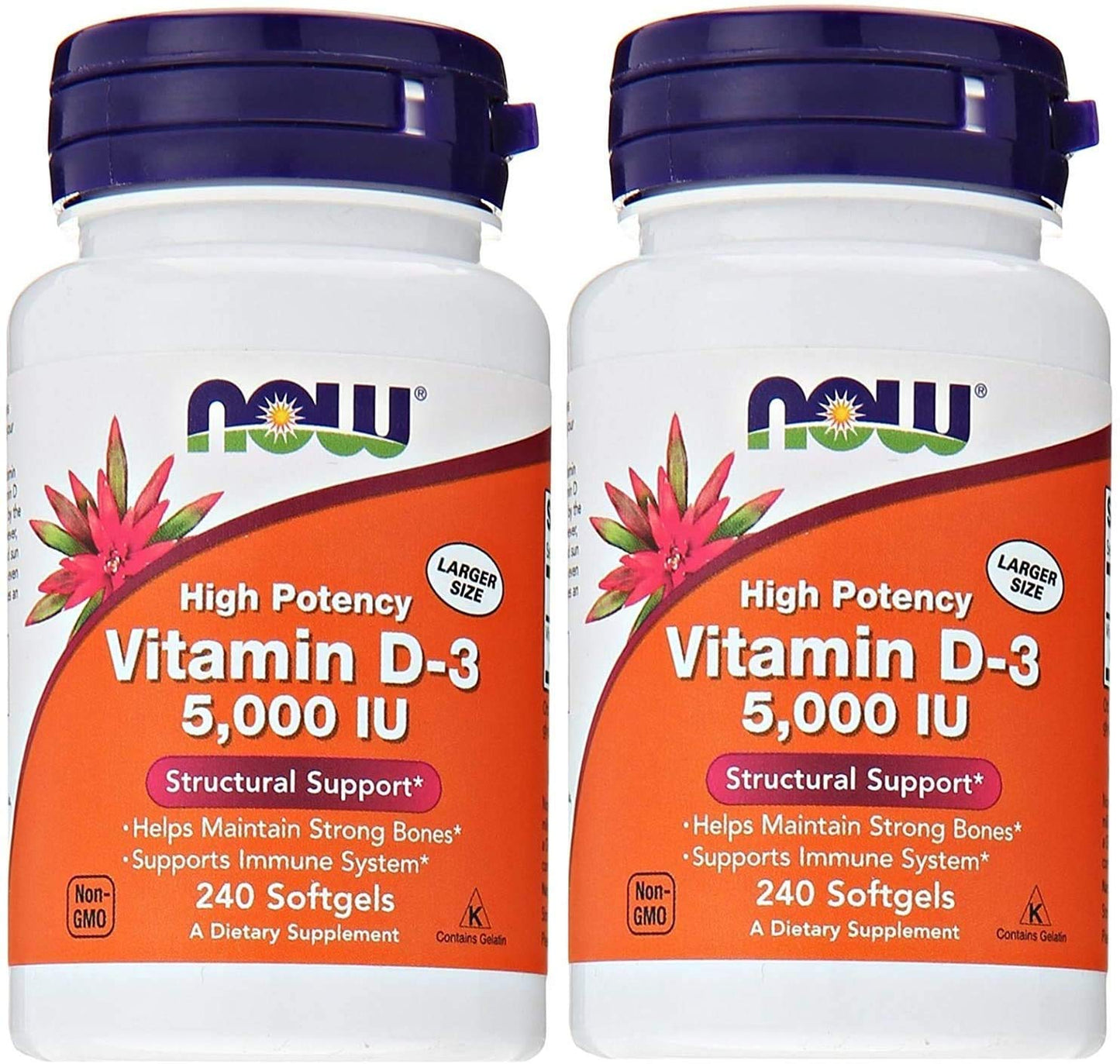 Now Foods Vitamin D3 5,000 IU – 240 Softgels (Pack of 2)