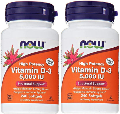 Now Foods Vitamin D3 5,000 IU – 240 Softgels (Pack of 2)