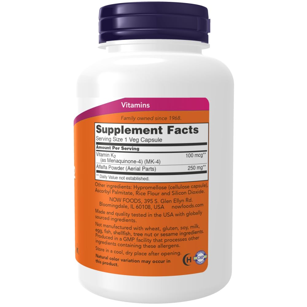 NOW Foods Vitamin K-2 250 Veg Capsule | Menaquinone-4 for Bone & Artery Health