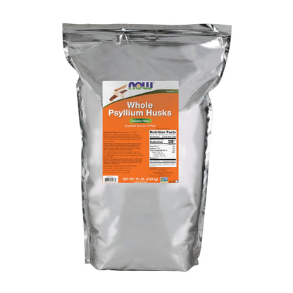 NOW Foods Whole Psyllium Husks – Non-GMO, 6 g Soluble Fiber per Serving, 10 lb
