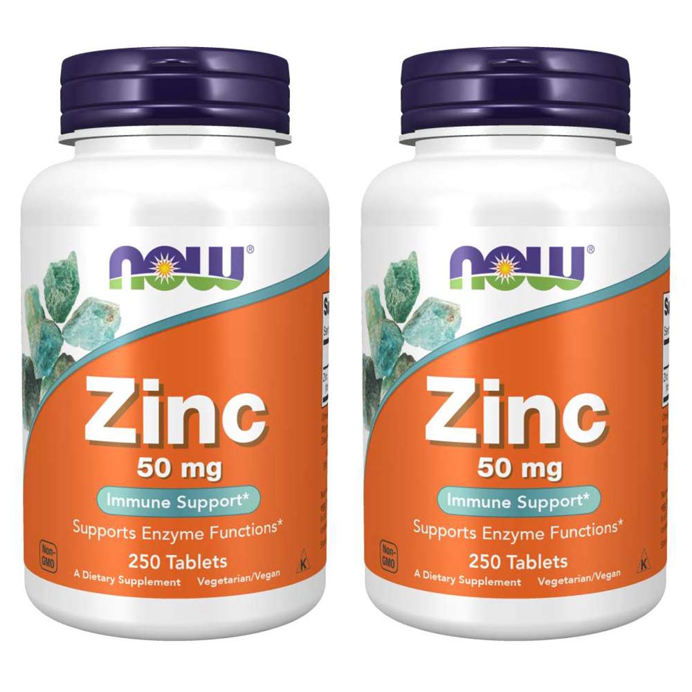 Now Foods Zinc 50 mg (2 Pack) – 250 Count | Vegan, Non-GMO