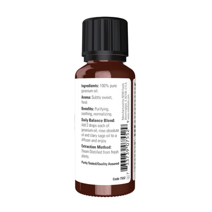 NOW Geranium Essential Oil – 100% Pure, Steam Distilled, 1 oz