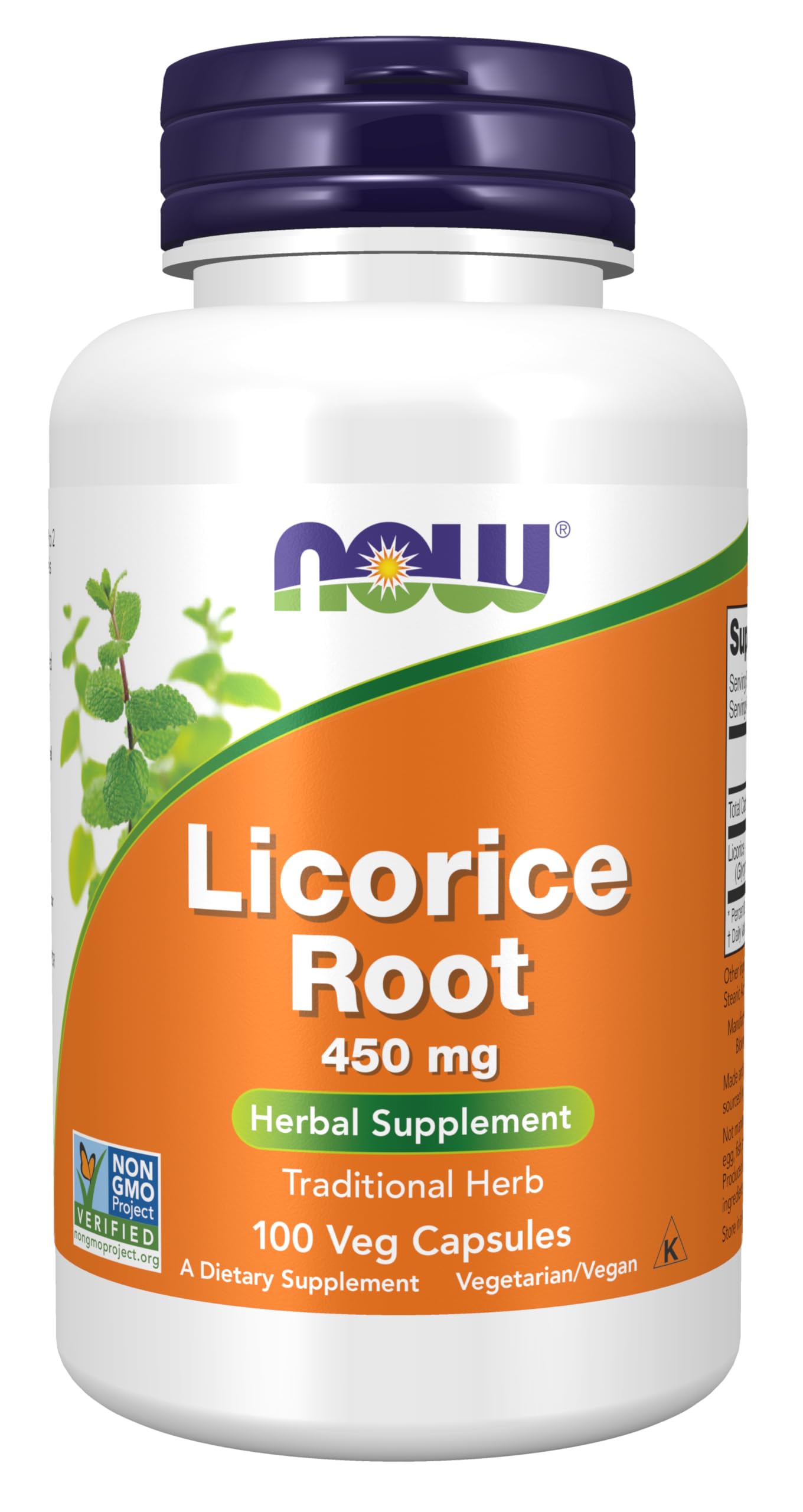 NOW Licorice Root 450 mg – Glycyrrhiza glabra, 100 Veg Capsules