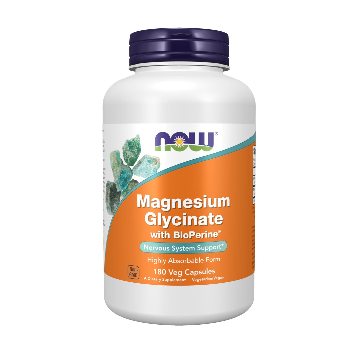 NOW Supplements Magnesium Glycinate with BioPerine, 180 Veg Capsules