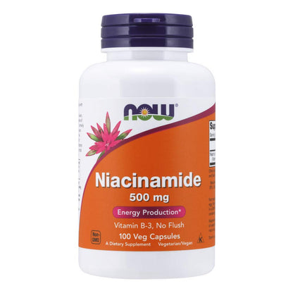 NOW Niacinamide 500mg - 100 Capsules | Vitamin B-3 (Niacinamide) | NOW Foods