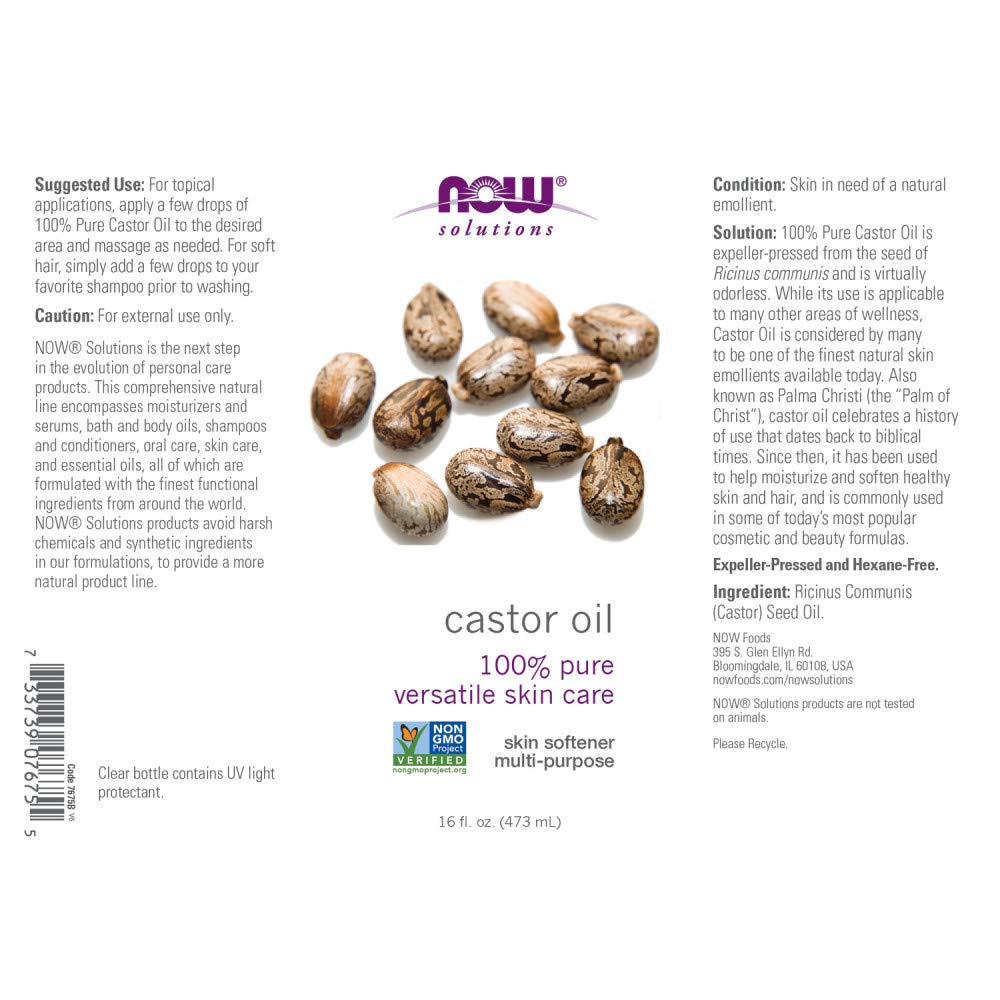 NOW Solutions Castor Oil – 100% Pure, 16 fl oz (3 Count)