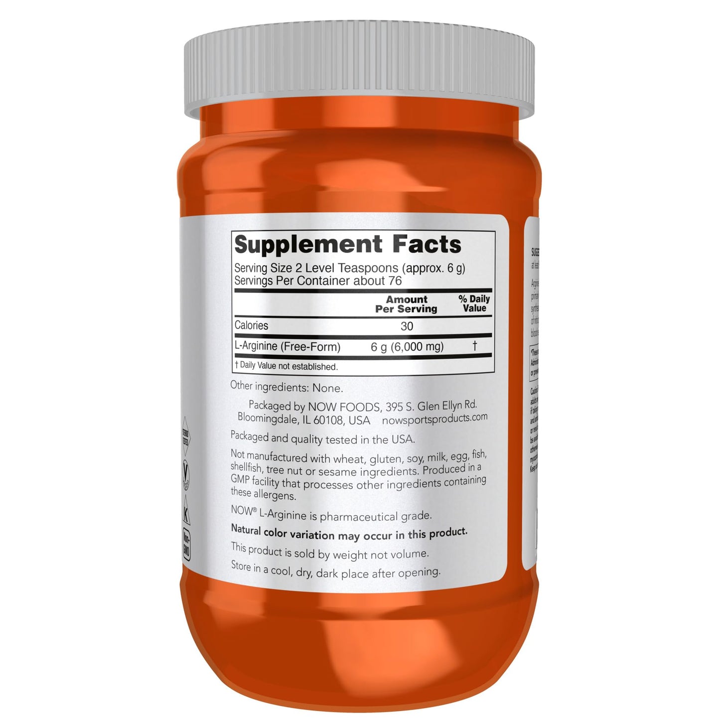 NOW Sports L-Arginine Powder – Nitric Oxide Precursor | 1 lb