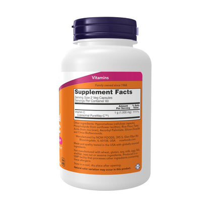 NOW Supplements Liposomal Vitamin C – Immune & Collagen Support, 120 Veg Capsules