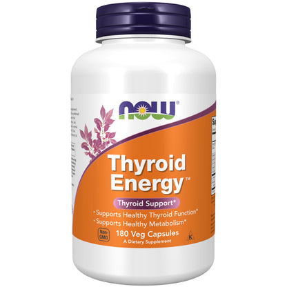 NOW Foods Thyroid Energy™ – Iodine, Tyrosine, Selenium & Ashwagandha | 180 Veg Capsules