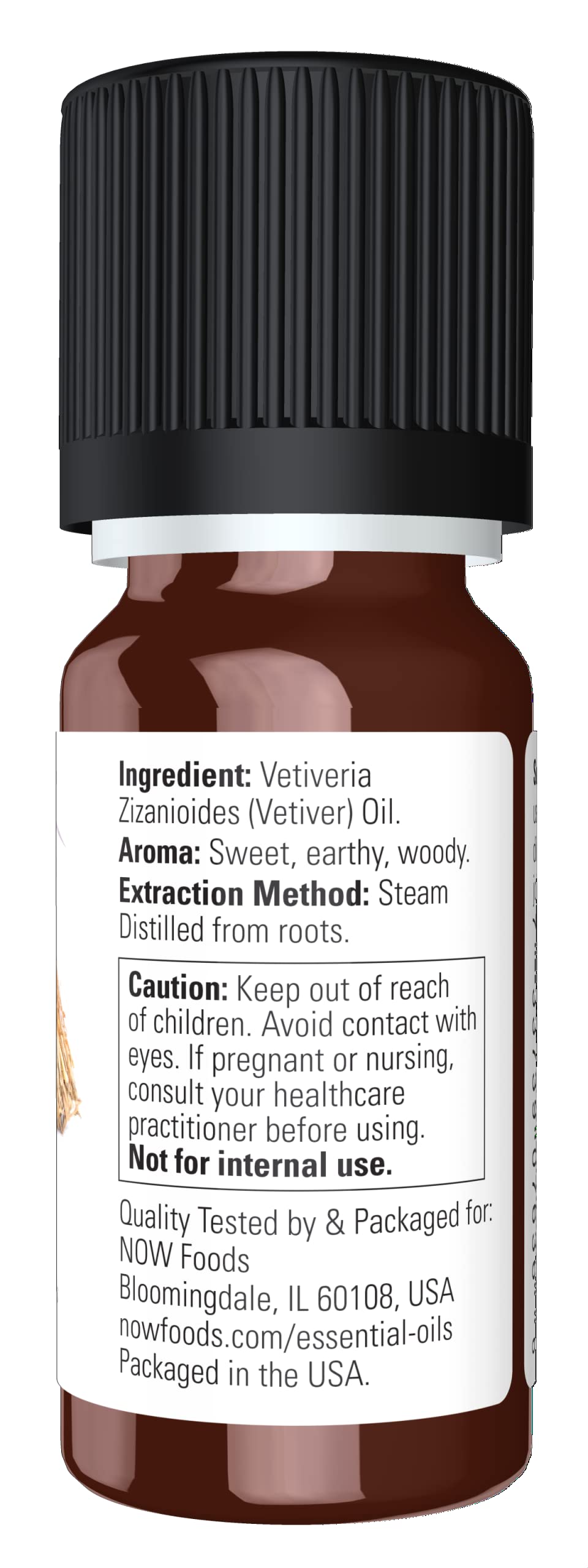 NOW Essential Oils Vetiver Oil – Steam Distilled, 100% Pure, 10 mL