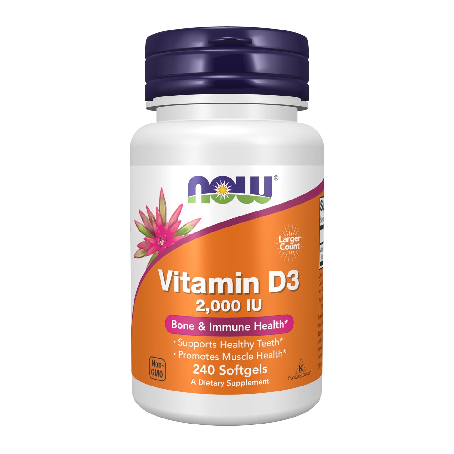 NOW Foods Vitamin D-3 2000 IU Softgels - High Potency, Immune & Bone Support | 240 Softgels