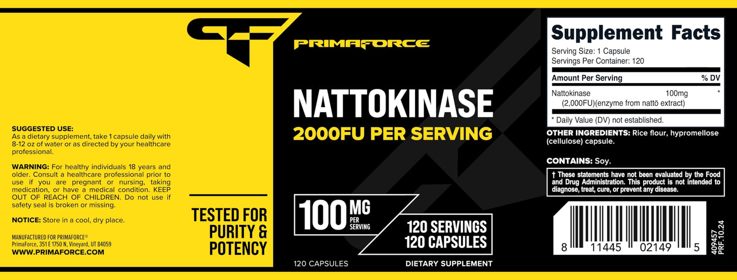 Primaforce Nattokinase 100mg | 2000 FU Per Serving – 120 Capsules