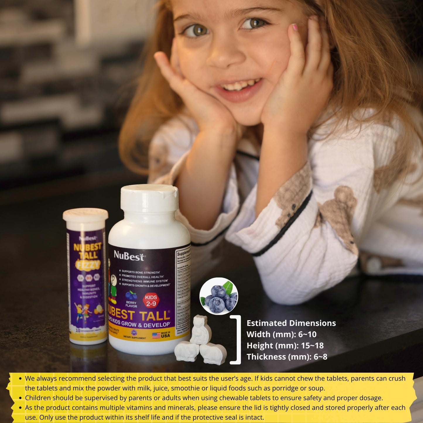 NuBest Tall Kids Vitamins for Ages 2-9 – Bone Strength, Immunity & Growth