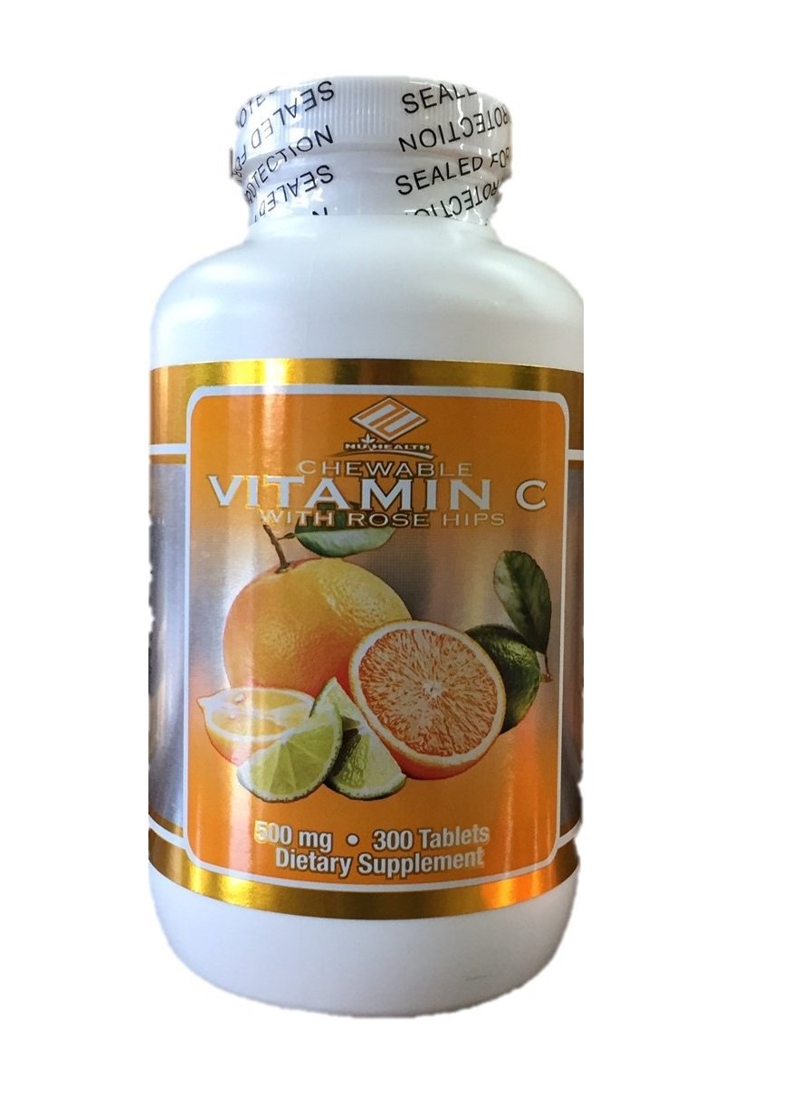 Nu Health Vitamin C Chewable 500mg - 300 Tablets | Made in USA