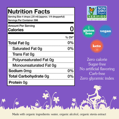 NuNaturals Clear Extract Stevia – Plant-Based Sweetener, 4 oz x 2