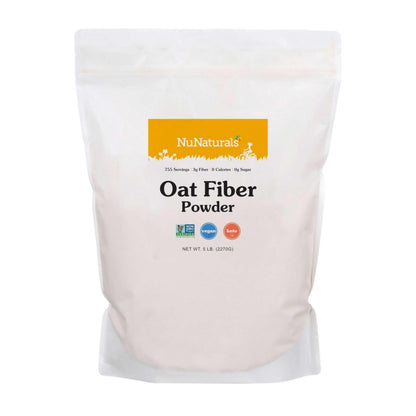 NuNaturals Oat Fiber Powder - All Natural, Non-GMO, Digestive Health, 5 lbs