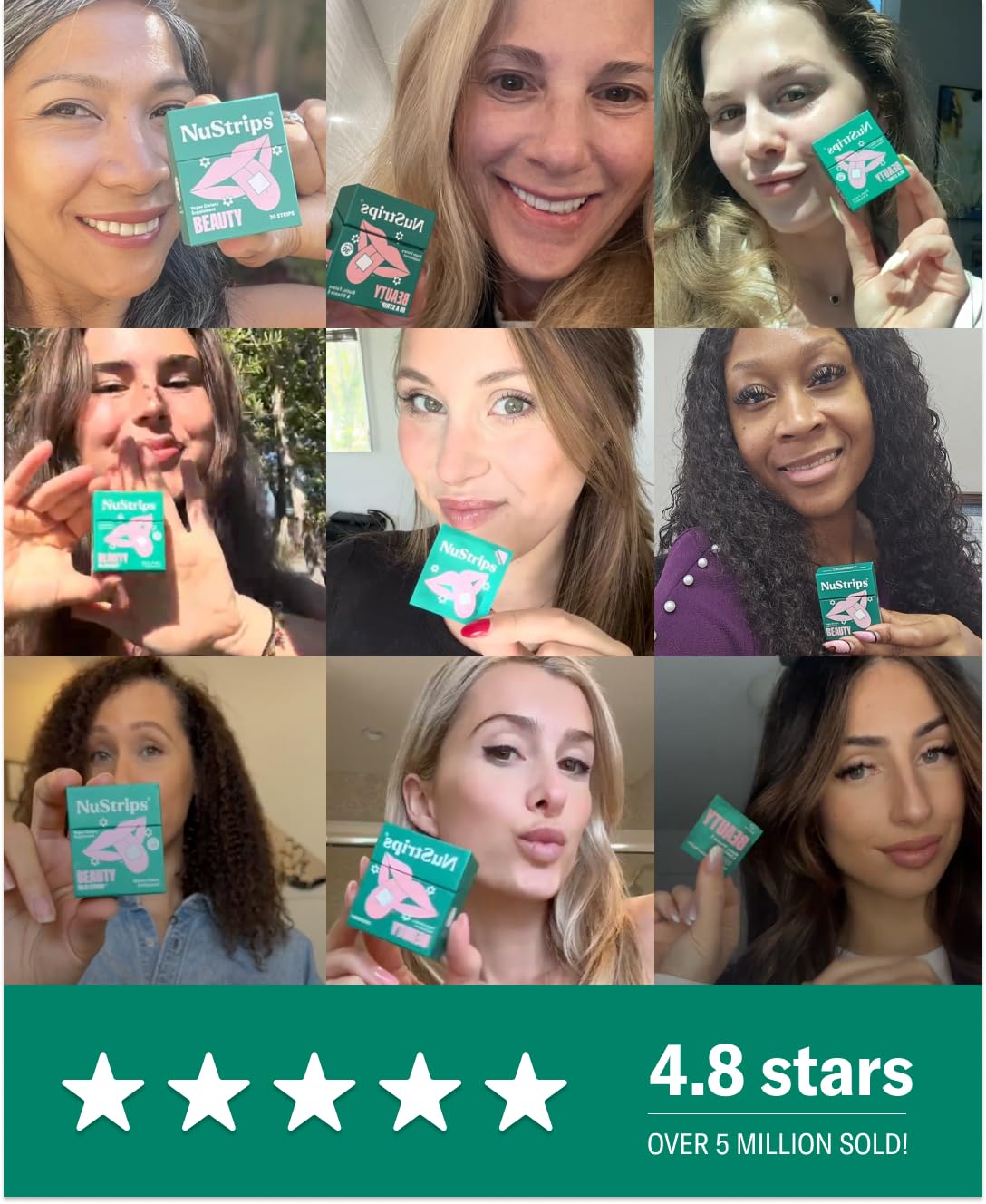 NuStrips Beauty Strips – Biotin, Folate & Vitamin E for Hair, Skin & Nails