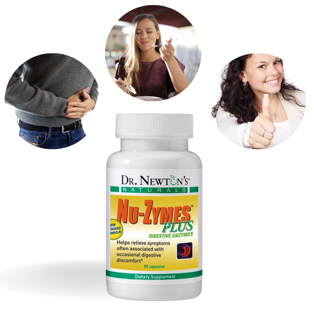 Nu-Zymes Plus Digestive Enzymes - 90 Veg Capsules | SelfCare+ Dr. Newton's Naturals