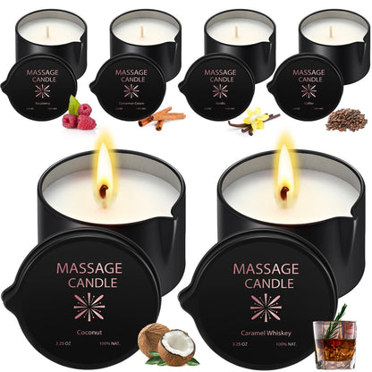 Nuanchu 6 Pcs Massage Oil Candles – 2.35 oz Soy-Based Low-Temp Aromatherapy Gift Set