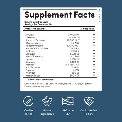 Nucific Digestive Enzyme Supplement – Supports Digestion & Nutrient Bioavailability | 90 Count