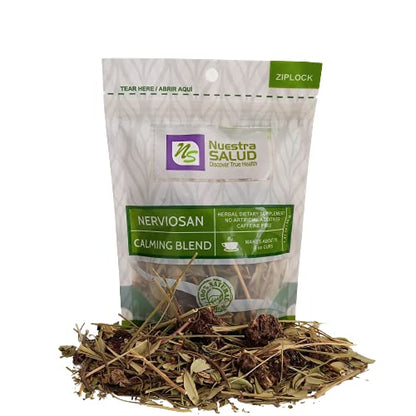 Nuestra Salud Herbal Sleeping Tea - Valerian, Lemon Balm & Small Burnet (1.4oz) Caffeine-Free Night Tea - Pack of 2