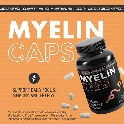 Nulifespan Myelin Caps | Brain Health & Focus Supplement (90 Capsules)