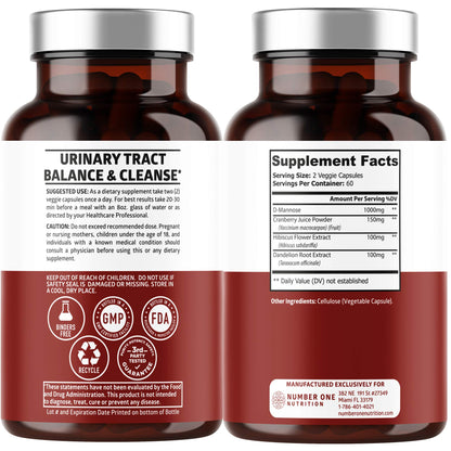 Number One Nutrition D-Mannose 1350mg – Urinary Tract Health, 120 Count