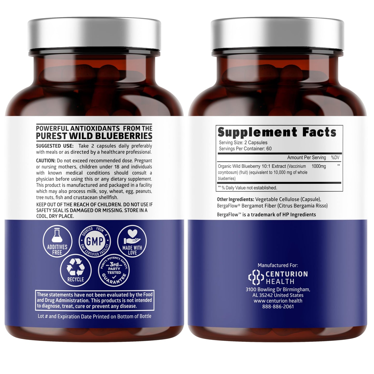 Number One Nutrition USDA Organic Wild Blueberry Extract 10:1 - 10,000 mg per Serving