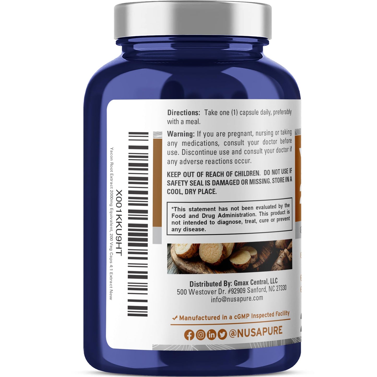 NusaPure Yacon Root Extract 2000mg – 200 Vegan Capsules (4:1 Extract) Non-GMO, Pack of 2