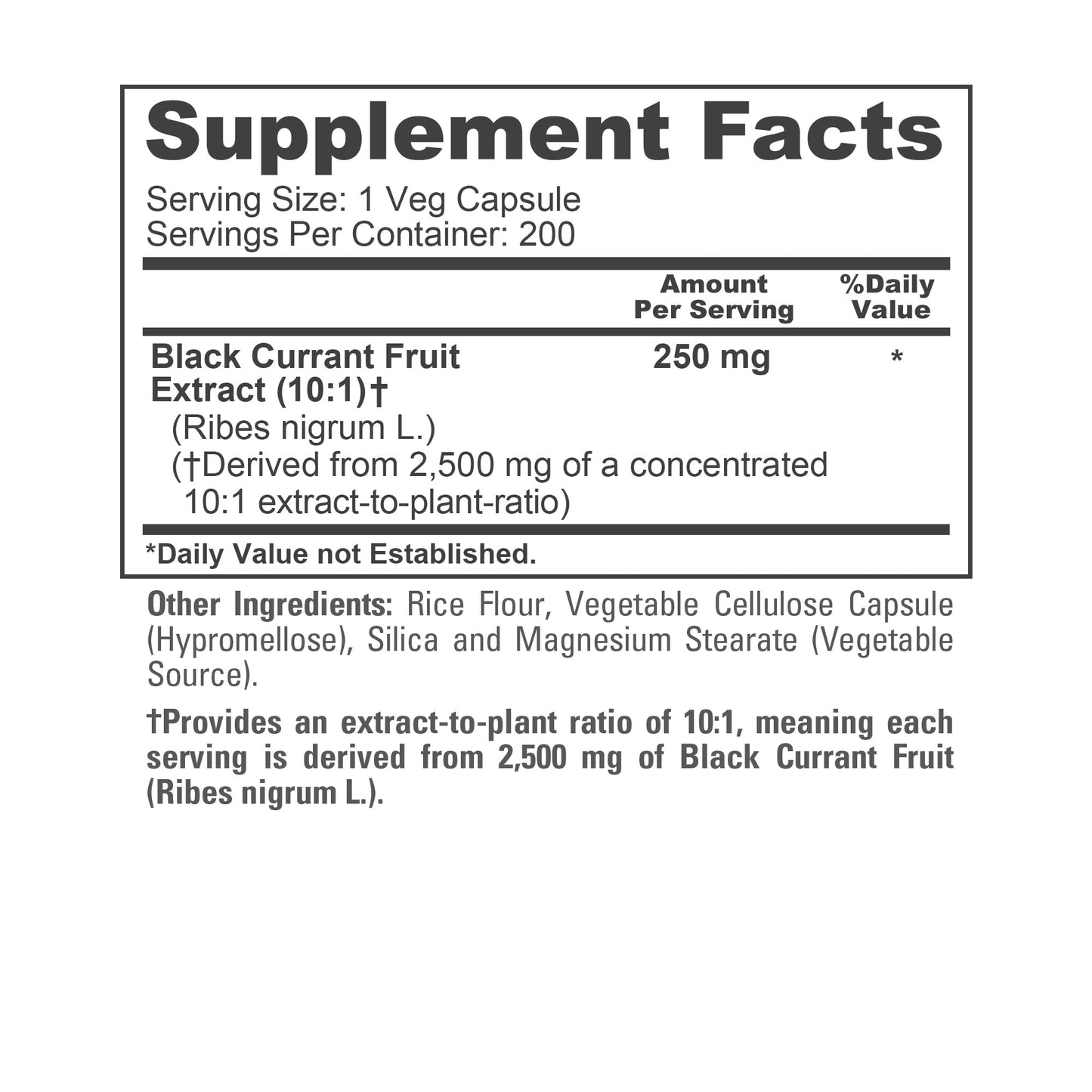 NusaPure Black Currant 10:1 Extract – 250 mg (Equivalent to 2,500 mg) per Veg Cap | 200 Vegan, Non-GMO