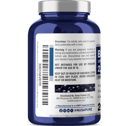 NusaPure Black Currant 10:1 Extract – 250 mg (Equivalent to 2,500 mg) per Veg Cap | 200 Vegan, Non-GMO