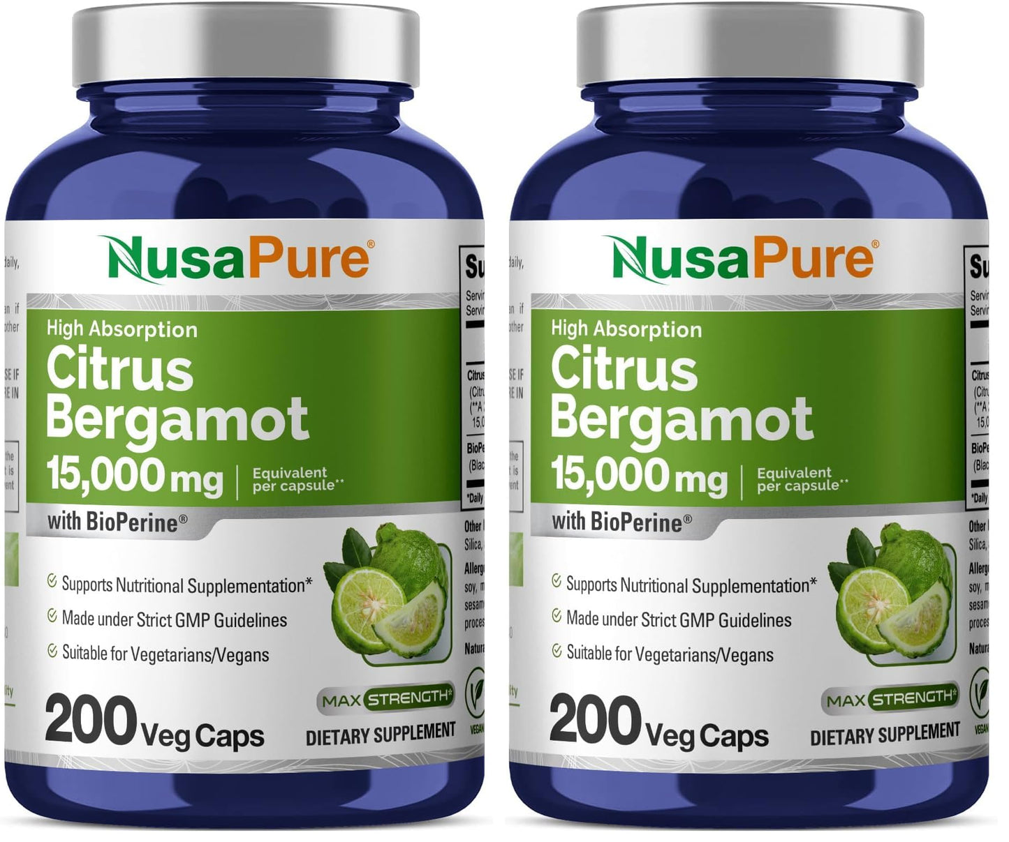 NusaPure Citrus Bergamot Capsules 15,000mg – 200 Servings (Pack of 2)