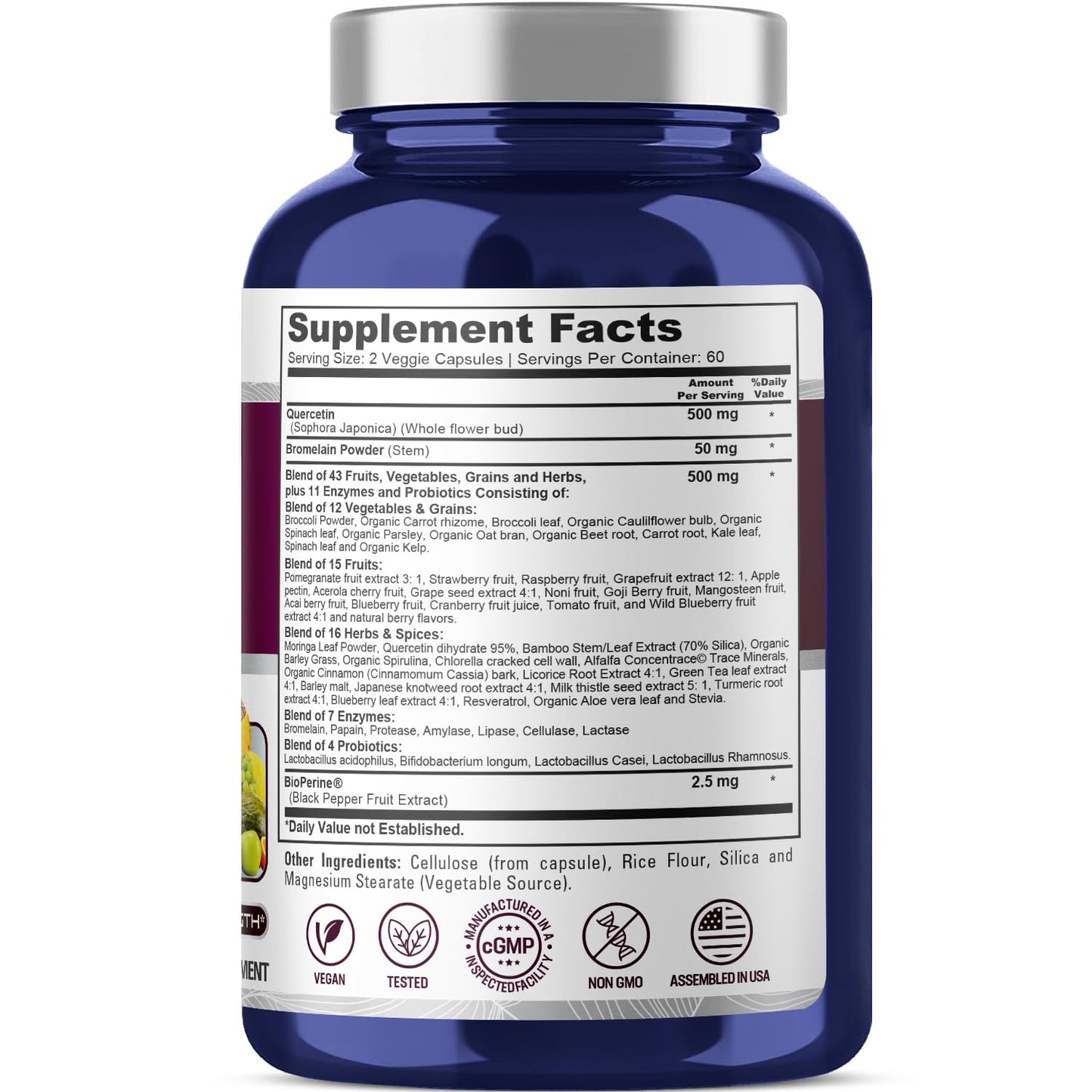 NusaPure Quercetin with Bromelain 500mg – 120 Veggie Caps | Pack of 2 | Vegan, Non-GMO, Bioperine