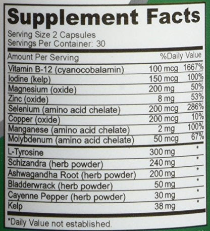 NusaPure Thyroid Support Supplement (Non-GMO) 120 Caps – Pack of 2